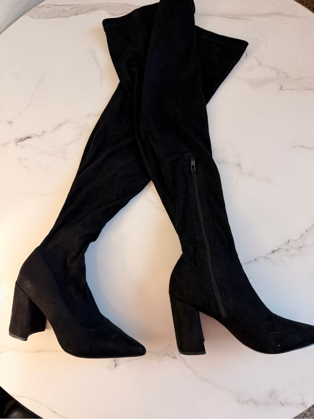 Women’s Black Over-the-Knee Block Heel Boots